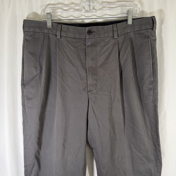 Brooks Brother Advantage Chino Elliot Pants Men's 37x30 Grey Pleated Cotton - Picture 2 of 10